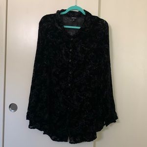 Torrid Madison Velvet Button Front Long Sleeve Tunic Shirt
